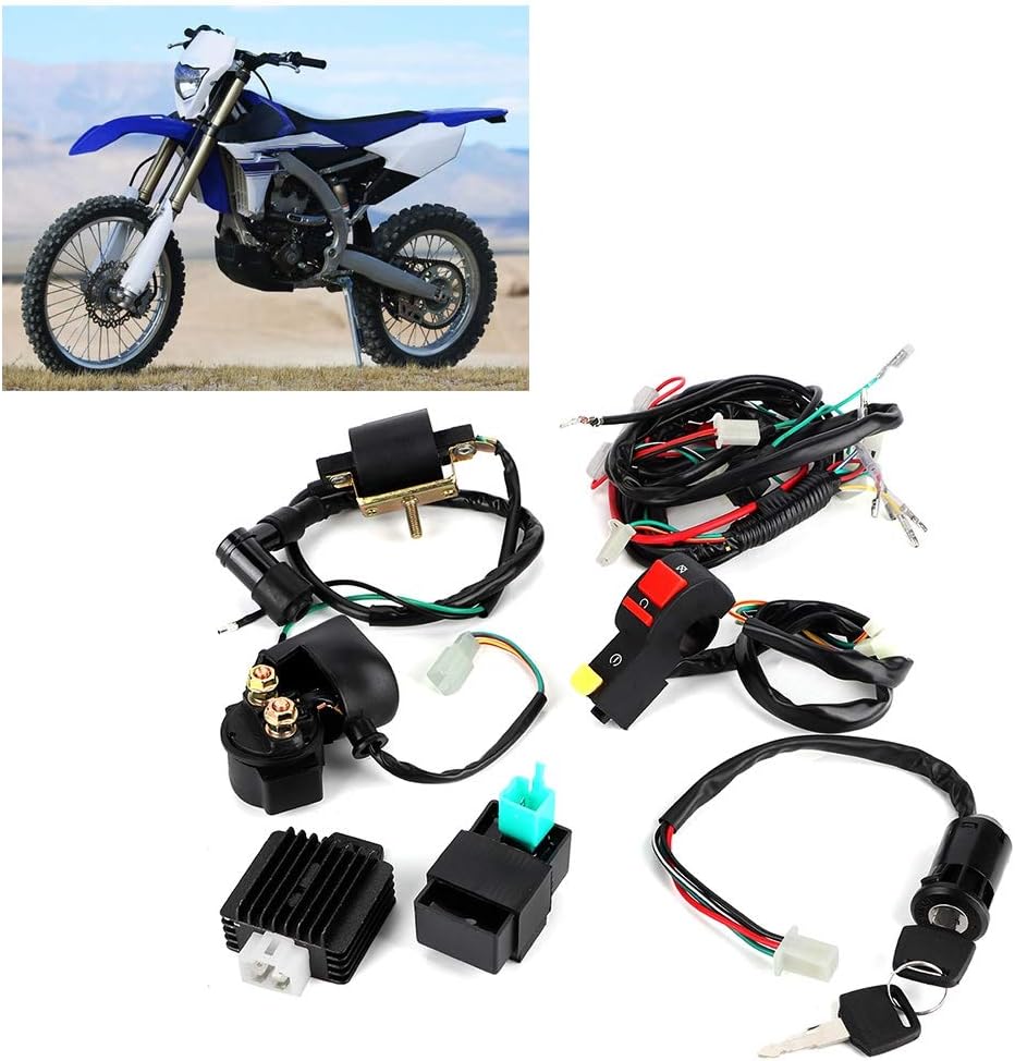 Motorstartkabelbaum,110cc wiring harness kompletter Kickstart-Motorkabelbaumsatz für modifizierte 11