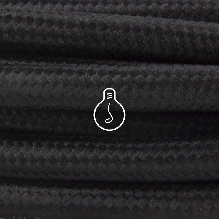 Amarcords - Textilkabel für Lampen SCHWARZ, rund, Seide, 50 Meter, mit 2 Leiter 2x0,75 - Stoffkabel