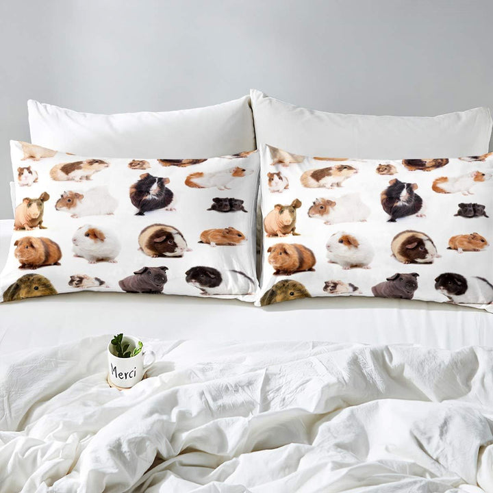 Loussiesd Nettes Meerschweinchen Betten Set Kinder 3D Cavy Muster Bettbezug Set Schönes Haustier Ged