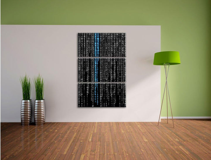 Pixxprint Matrix Zahlen schwarz/weiss / 3-Teilig/Gesamtmass 120cm Leinwandbild bespannt auf Holzrahm