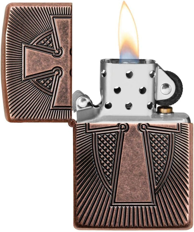 ZIPPO - Deep Carve Cross Design - Antique Copper, Deep Carve - Sturmfeuerzeug, befüllbar, in hochwer