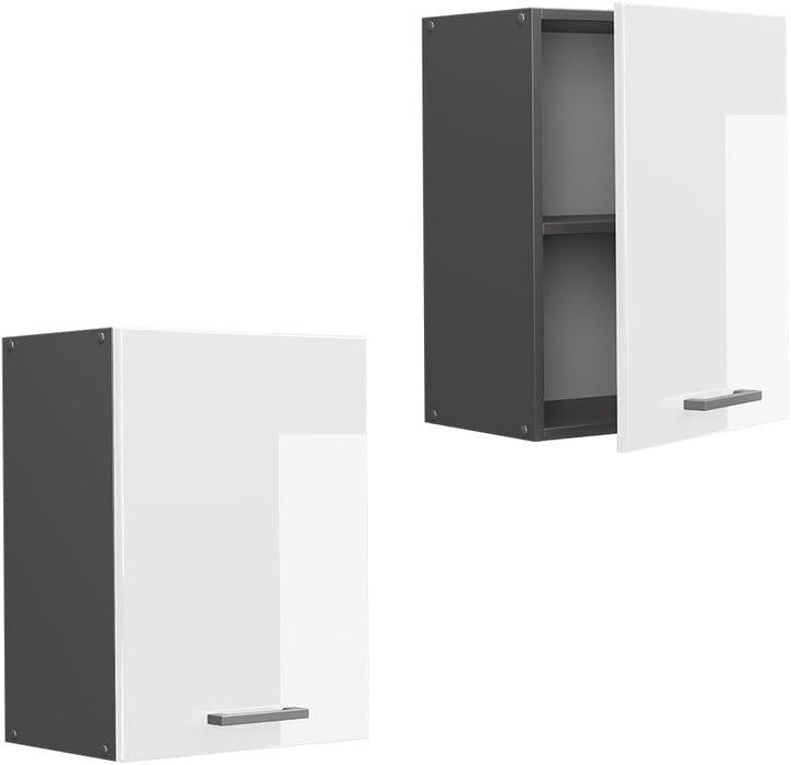 Vicco Hängeschrank R-Line, Weiss Hochglanz/Anthrazit, 45 cm Weiss Hochglanz Hängeschrank 45 cm, Weis