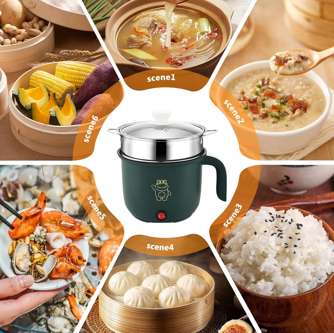 Elektrischer Hot Pot Mit Dampfgarer, Elektrische Hot Pot 1.5l, Tragbare Mini Antihaft Multikocher, S