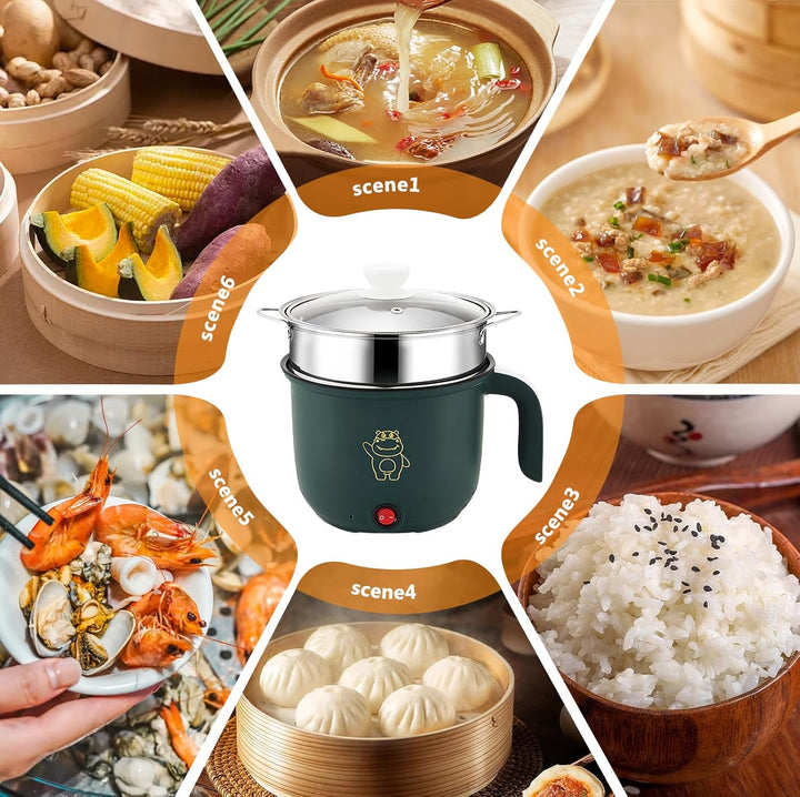 Elektrischer Hot Pot Mit Dampfgarer, Elektrische Hot Pot 1.5l, Tragbare Mini Antihaft Multikocher, S