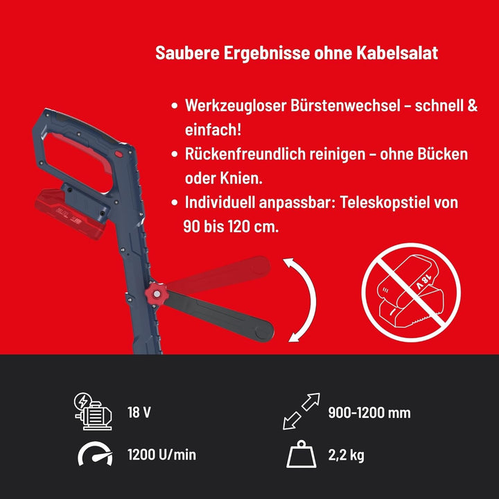 Güde GFR 18-0 Akku-Fugenreiniger - 18 Volt Li-Ion, 1200 Umdrehungen pro Minute, 11 cm Bürstendurchme