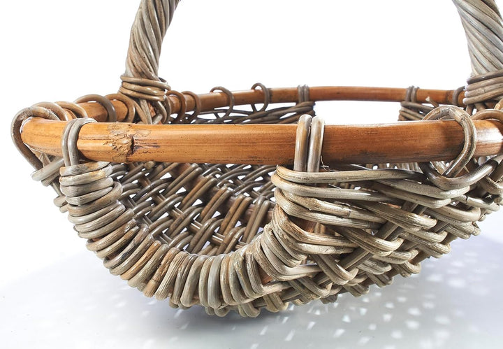 Kobolo Erntekorb Rattankorb Henkelkorb Korb - geflochtenes Rattan - kubu grey