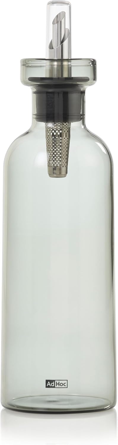 AdHoc BZ78 Ölspender oder Essigspender AromaPour aus Borosilikatglas in Grau | elegante Olivenölflas