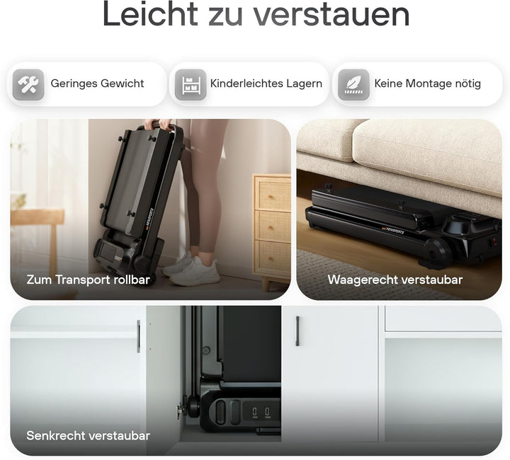 Laufband klappbar und faltbar für Zuhause mit Handlauf, Sport-APP, Bluetooth-Lautsprecher, Fernbedie