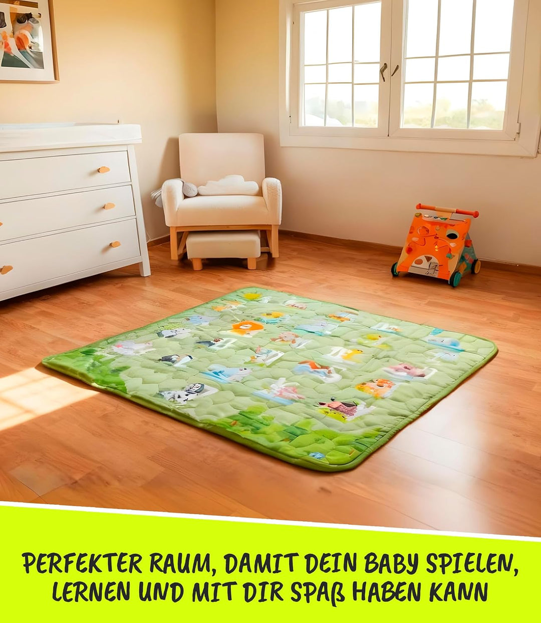 Spielmatte & Krabbelmatte Baby Faltbar 127x127cm Bodenschutz gegen Stürze Play Mat for Babies – Dick
