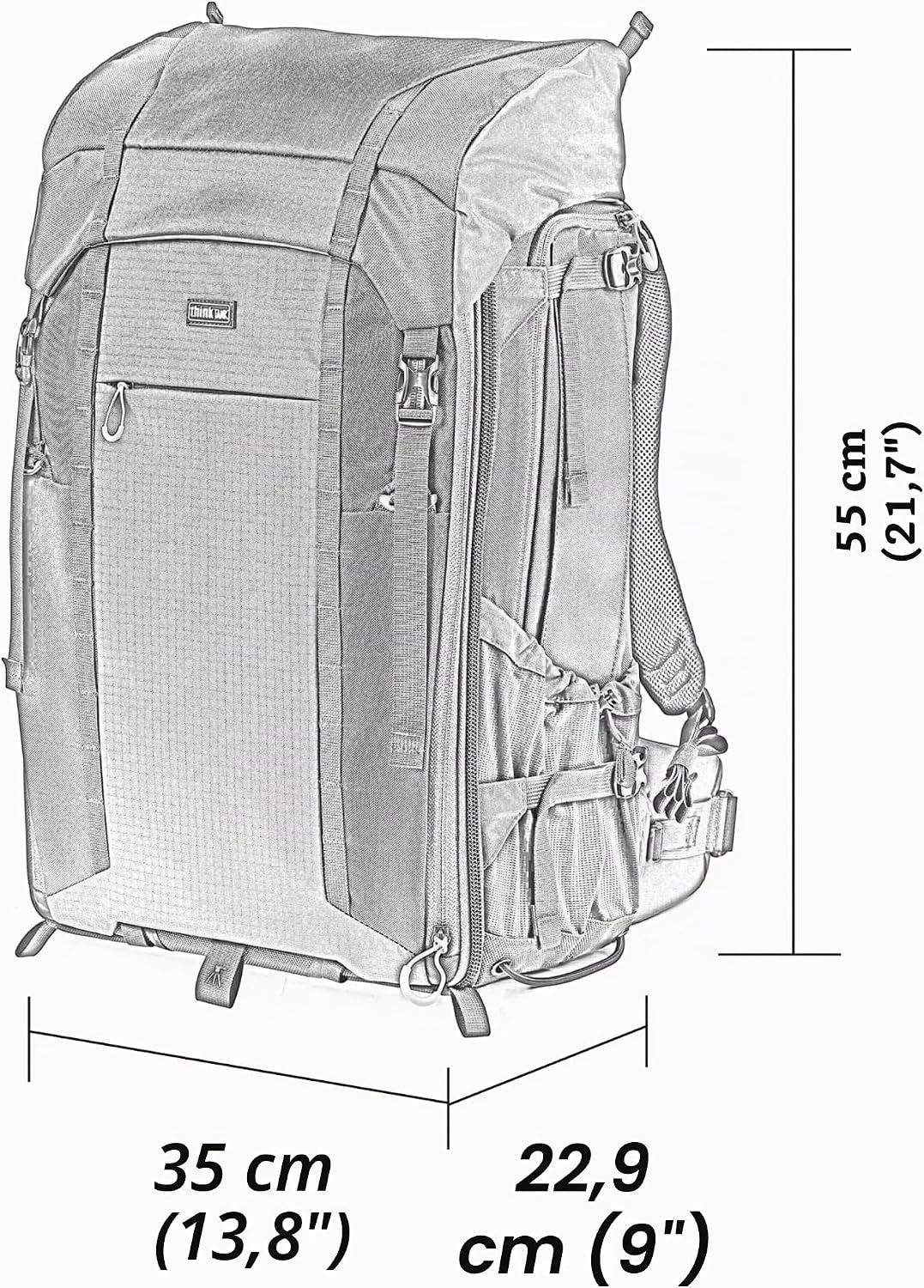 Think Tank - Firstlight 46L+ - Kamerarucksack für Abenteuerreisen - Schwarz/Grau - Fotorucksack für