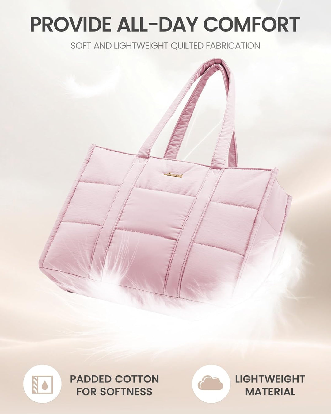 LOVEVOOK Handtasche Damen Gross, Puffer Laptoptasche 15,6 Zoll Shopper Tasche Arbeitstasche Aktentas