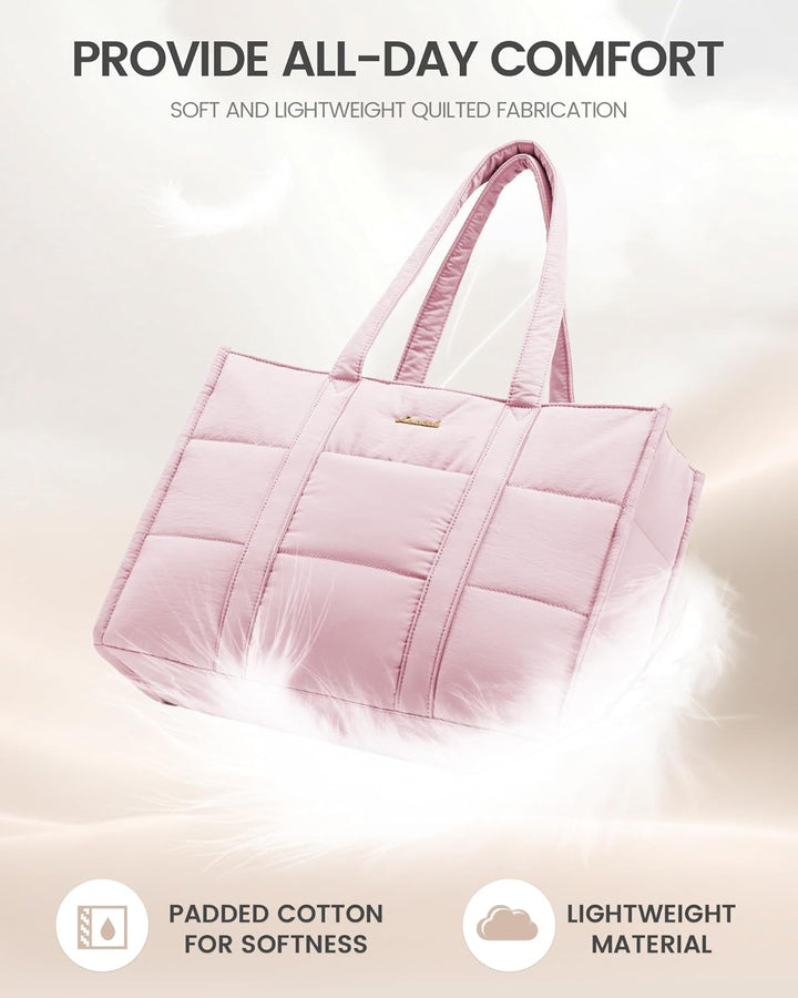 LOVEVOOK Handtasche Damen Gross, Puffer Laptoptasche 15,6 Zoll Shopper Tasche Arbeitstasche Aktentas