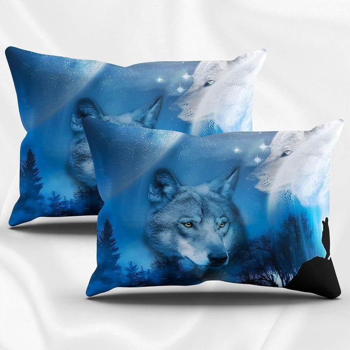 3D Wolf Theme Muster Bettbezug,3D Realistisches Tier Wolf Motiv Bettwäsche Set,Wolf-Motiv-Druck-Desi