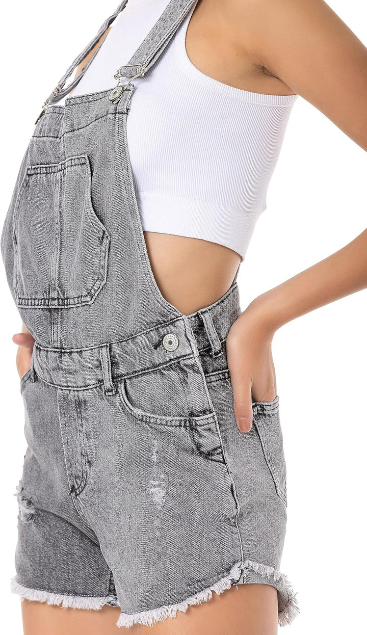 Red Bridge Damen Shorts Kurze Hose Overall Latzhose Jeanshose 31W Grau, 31W Grau