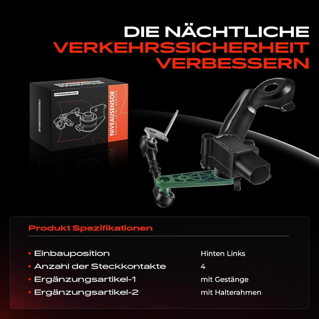 Frankberg Niveausensor mit Gestänge Luftfederung Hinten Links für A6 A7 Sportback A8 2009-2018 4H094