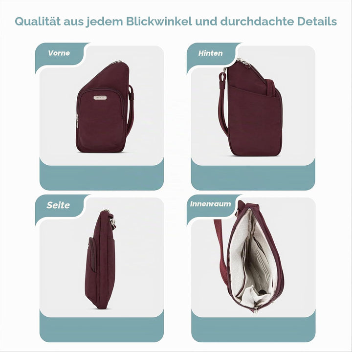 Travelon Unisex Essentials Umhängetasche Compact Crossbody Dunkles Bordeauxrot, Compact Crossbody Du