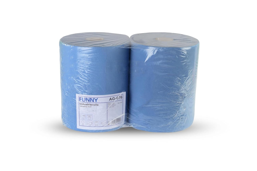 Funny Putzpapierrollen, 2 lagig, blau, circa 36 cm, 1000 Blatt, 1er Pack (1 x 2 Stück) Single, Singl
