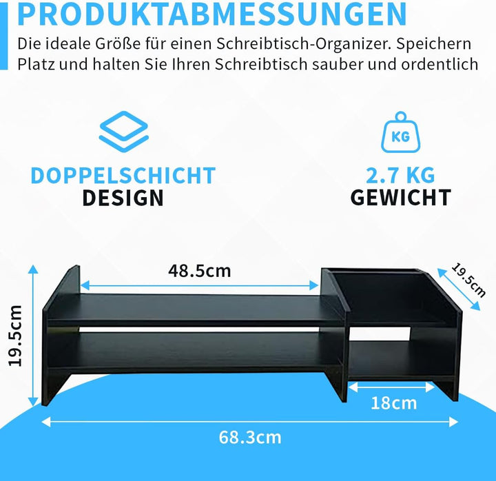 Fleau Home Monitorerhöhung – Laptopständer – Laptoperhöhung – Schreibtisch-Organizer – Bildschirmerh