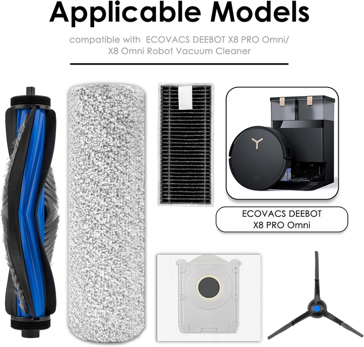 (13 Stück) X8 Pro Omni Ersatzteil Zubehörset für ECOVACS DEEBOT X8 Pro Omni, X8 Omni Saugroboter, 1