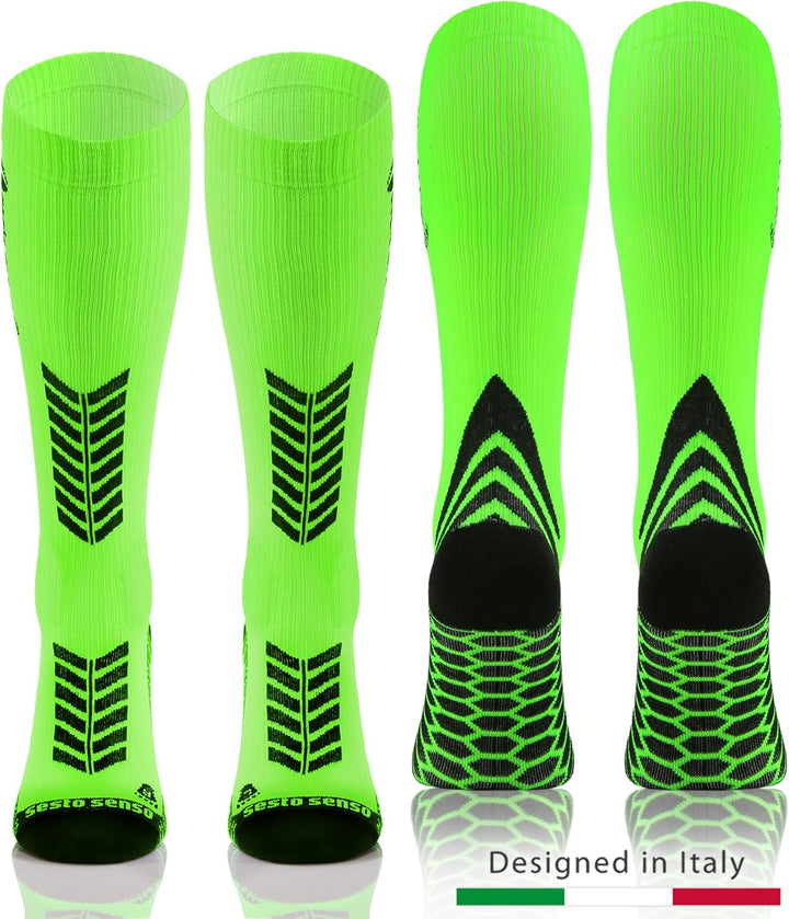 sesto senso 3 Paar Kompressionsstrümpfe Sport Damen Herren Unisex Bunt Hohe Sportsocken Laufsocken,
