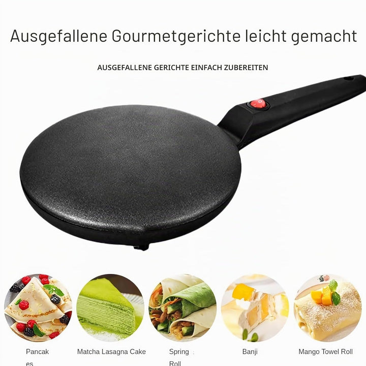 600W Elektrische Crêpe-Maker-Maschine, Runde Pfannkuchen-Grillplatte aus Kunststoff mit Griff, Multi