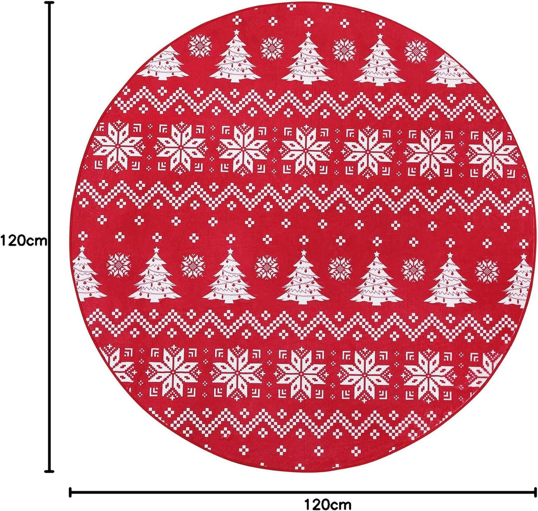 CAROMIO Maschinenwaschbarer runder Weihnachtsteppich für Schlafzimmer, Innenbereich, Überwurf, Weihn