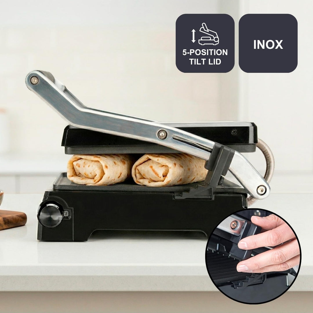 Black+Decker BXGR2200E -2-in-1: glatte Platten und Grill, Zubreiten von Fleisch, Fisch, Gemüse, 180º