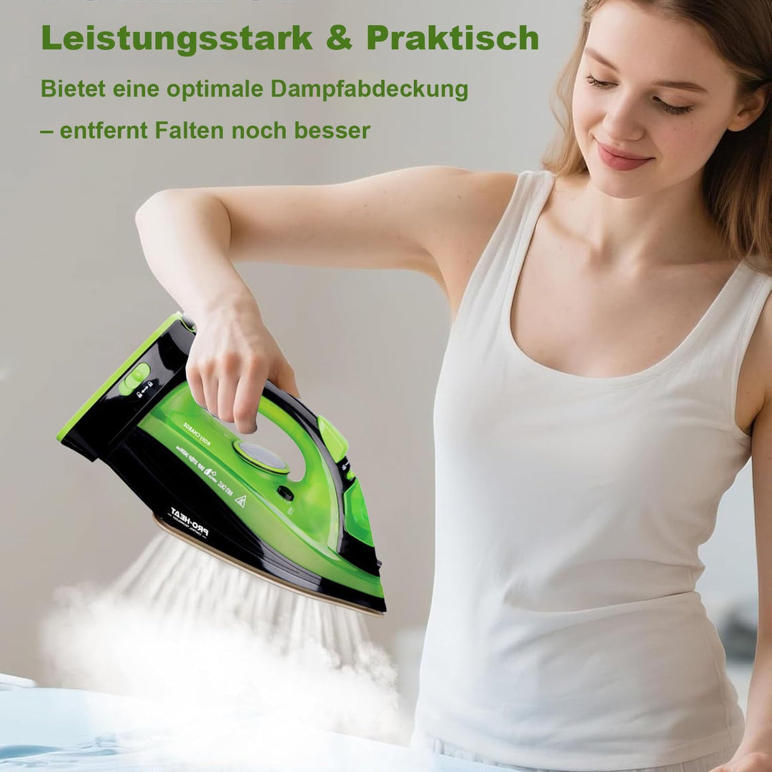 Bügeleisen, Dampfbügeleisen Kabelloses für Kleidung Handbügeleisen Iron Grün, Grün