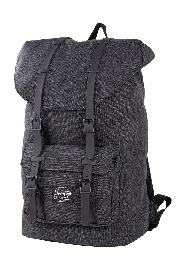 Nowi Heritage Rucksack Handgepäck mit Laptopfach 15 Zoll, aus Cavas: Modischer Rucksack, 45 cm, 22 L