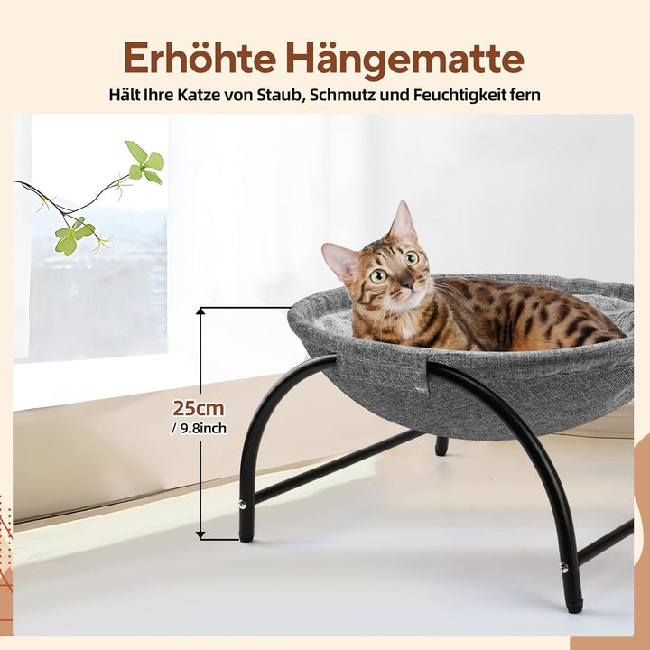 LIFLIX Katzenhängematte Outdoor, Erhöhter Katzenbett mit abnehmbarem, Waschbarem Plüsch, Stehend Hän