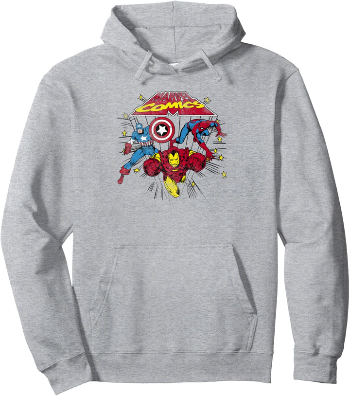 Marvel Captain America Spider-Man Iron Man Retro Pullover Hoodie
