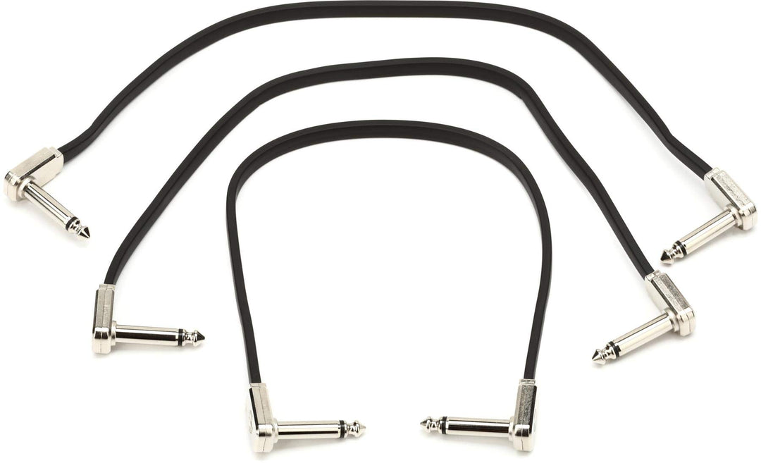 Ernie Ball Flachband-Patchkabel, 3er-Pack, 30 cm Schwarz 30,5 cm 3 Stück, Schwarz 30,5 cm 3 Stück