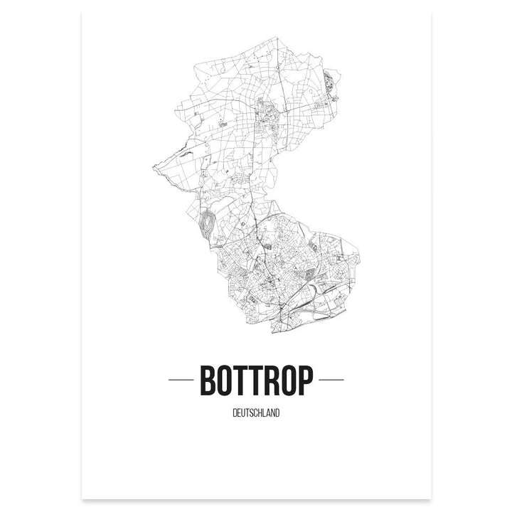 JUNIWORDS Stadtposter, Bottrop, Wähle eine Grösse, 60 x 90 cm, Poster, Schrift B, Weiss 60 x 90 cm S
