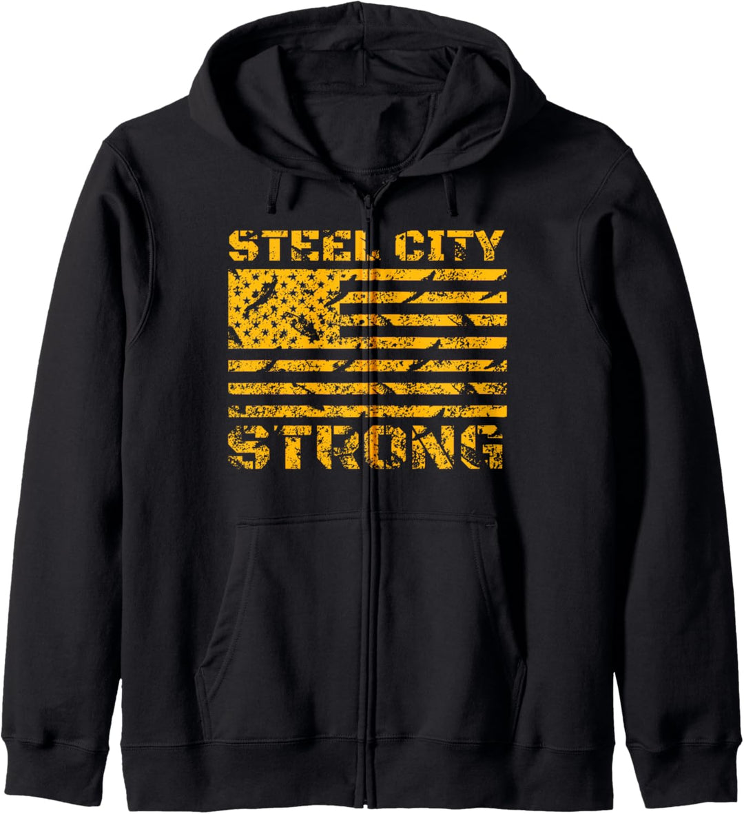 Pittsburgh Steel City Starke amerikanische Flagge Vintage Kapuzenjacke