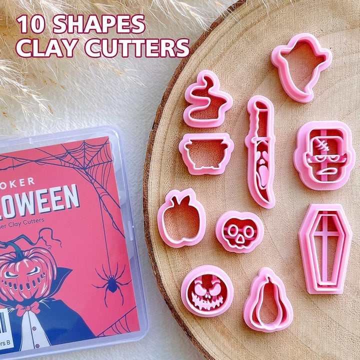 KEOKER Polymer Clay Cutters Halloween, Clay cutters for Halloween Earrings Making, 10 Shapes Hallowe