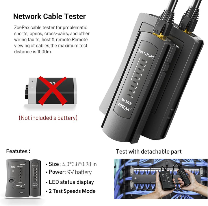 Netzwerk-Werkzeugset, ZOERAX 11 in 1 Professionelles RJ45 Crimpwerkzeug-Kit - Pass Through Crimper,