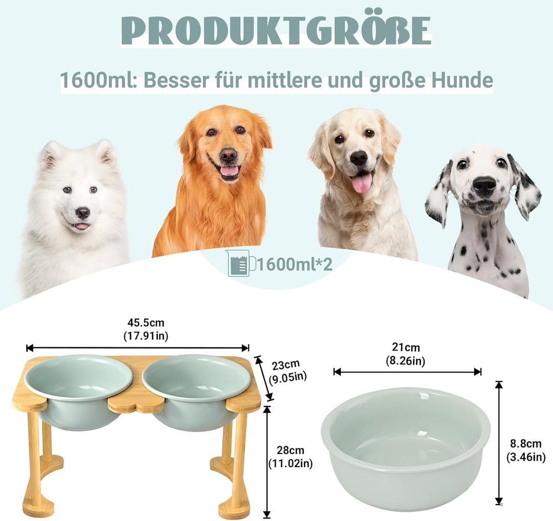 SPUNKYJUNKY Futterstation Hund Erhöht Hundenapf Keramik Erhöhter Futternapf für grosse Hunde (1600ml