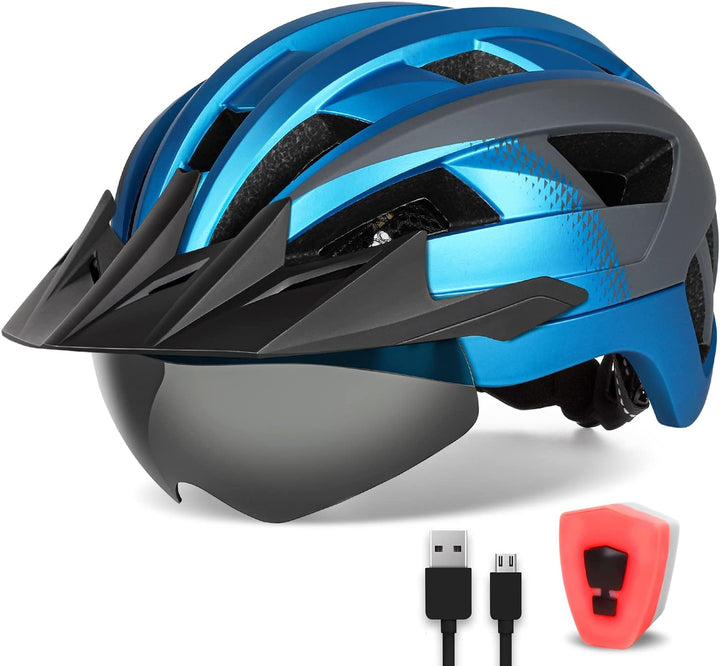 FUNWICT Fahrradhelm mit Visier für Herren Damen, Leichte Fahrradhelm mit Magnetischem Brille und USB