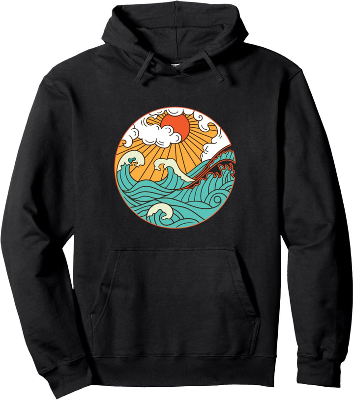 Sonne, Wellen und Wolken Pullover Hoodie