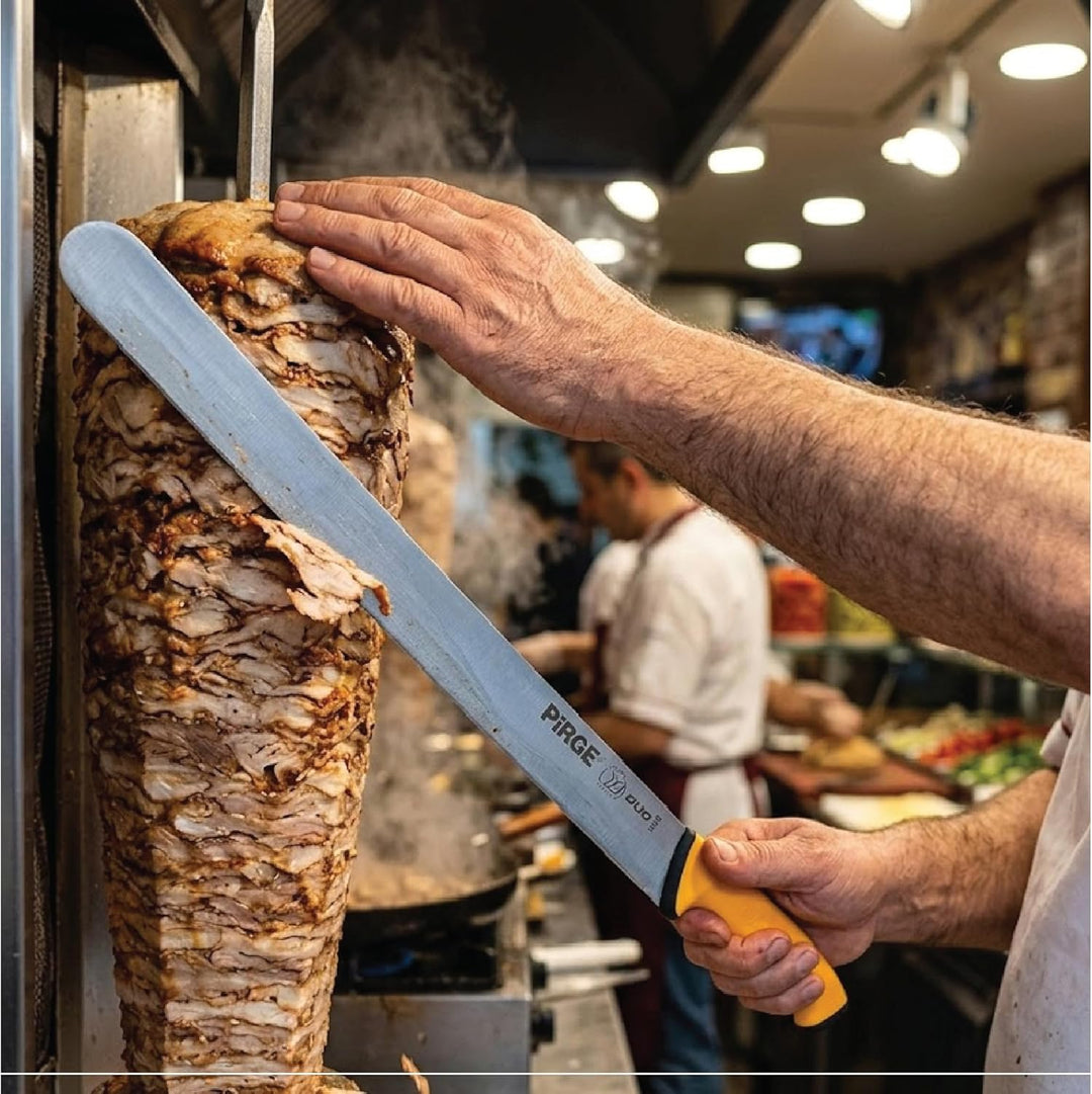 Pirge Duo Dönermesser 50 cm Gelb - Aufschnittmesser - Schärfstes Döner Langmesser - Schneidemesser -