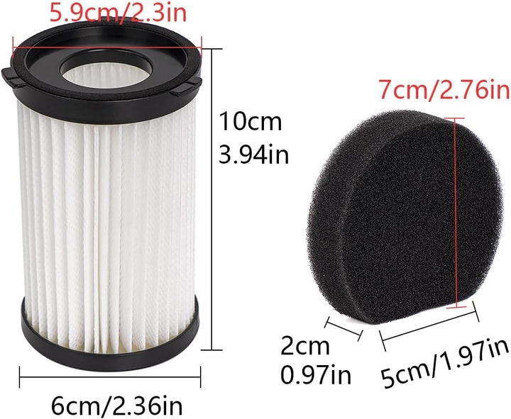 YanBan 4 HEPA-Filter + 4 Schwamm Kompatibel mit MooSoo D600/D601 iwoly V600, für Ariete Handy Force