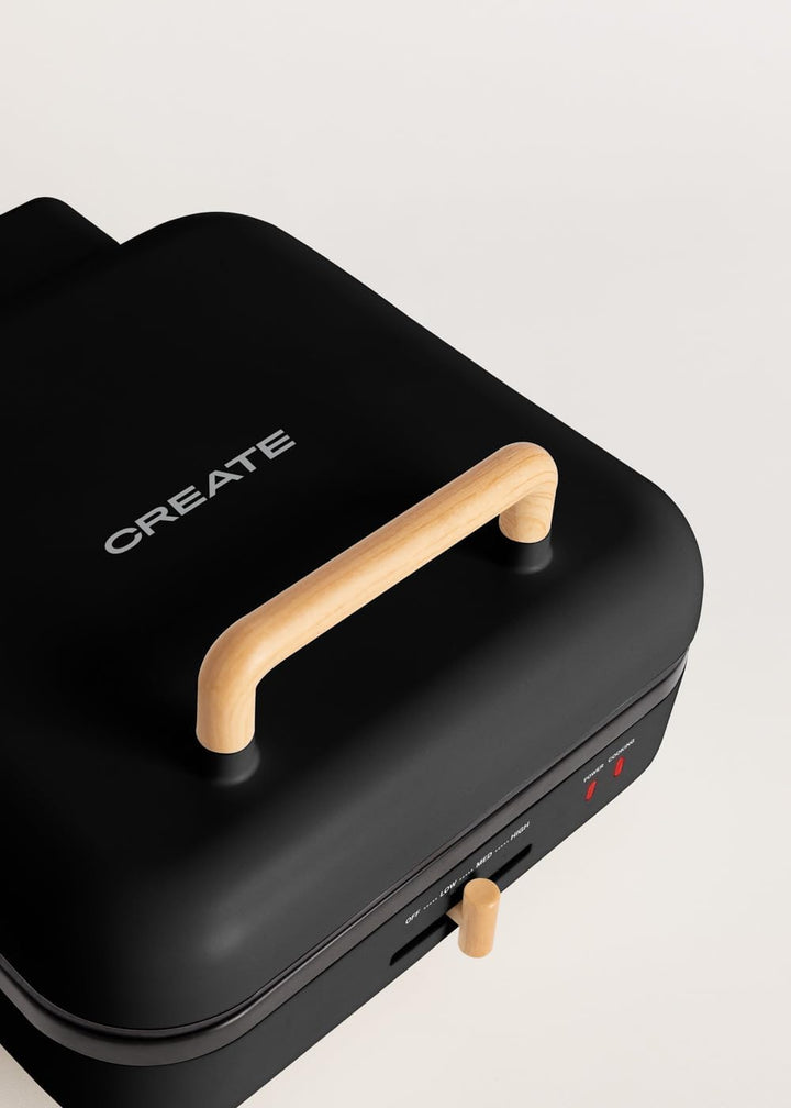 CREATE/STONE STUDIO PRO/Multifunktionsgrill mit 180º Öffnung Schwarz/Temperaturregelung, Antihaftbes