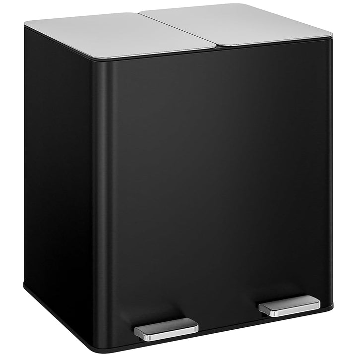 STEELSØN Gloas Mülleimer 2 Fächer – Mülltrennsystem Küche 2x15 L aus Edelstahl Schwarz – Tretmülleim