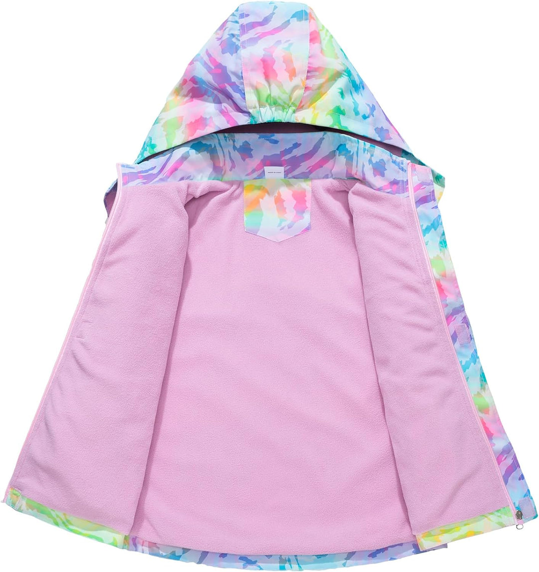 SXSHUN Kinder Mädchen Softshell Jacke mit Fleecefütterung Übergangsjacke Druck Wanderjacke Outdoorja