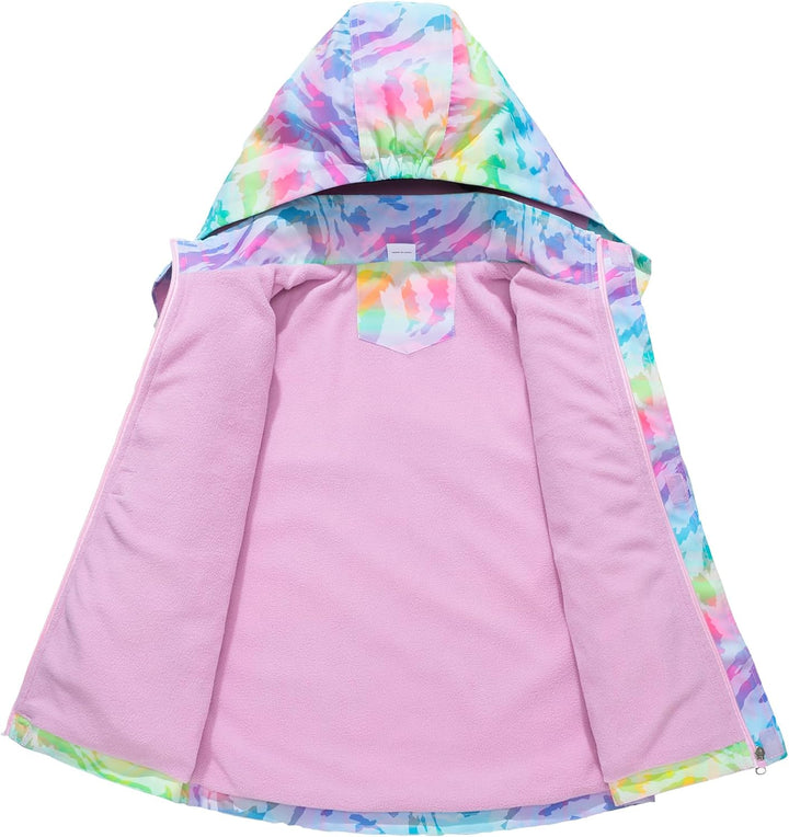 SXSHUN Kinder Mädchen Softshell Jacke mit Fleecefütterung Übergangsjacke Druck Wanderjacke Outdoorja
