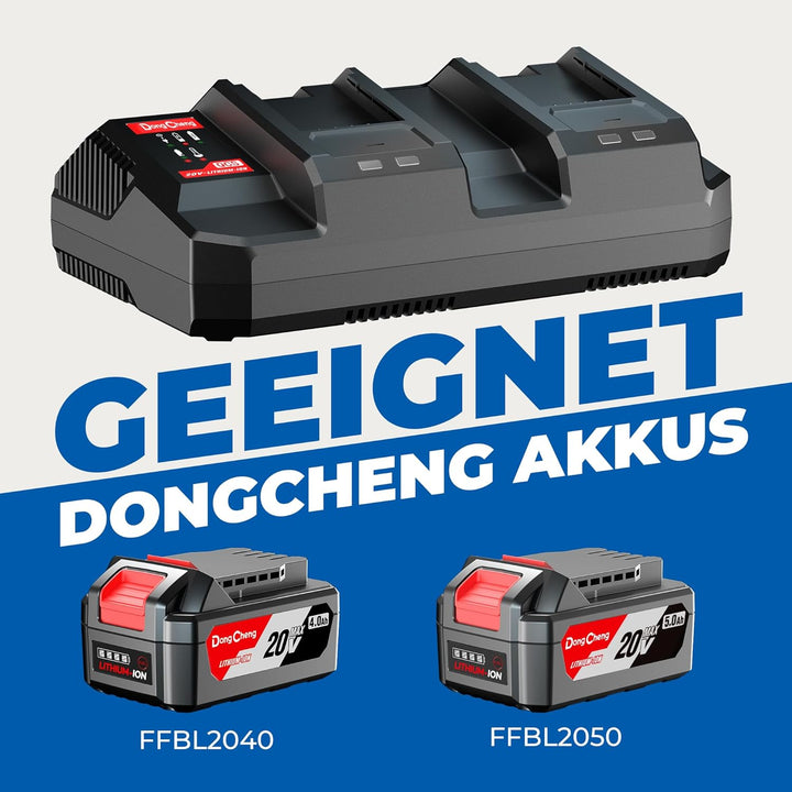 Dongcheng 18V (40V MAX) Lithium-Ionen-Akku-Doppel-Ladegerät, 1 Stunde Schnellladung, Modellnummer FF
