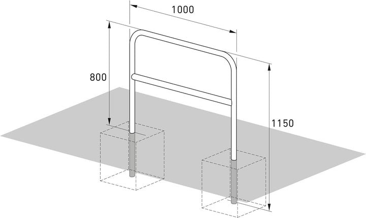 Anlehnbügel 9210 E | mit Knierohr, 1000mm, Edelstahl, zum Einbetonieren | für 2 Fahrräder | Standsic