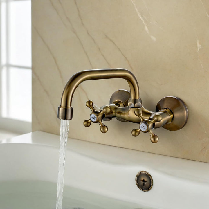 AQG Rhodas Wandarmatur für Spüle, schwenkbarer Auslauf und einfache Installation in der Küche, elega