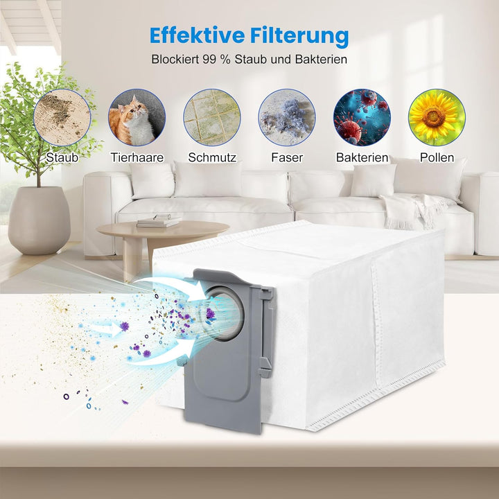 12 Stück Staubbeutel für Roborock S8 MaxV Ultra/Saros 10R/Qrevo Pro/Q revo/Qrevo MaxV/Qrevo S/Qrevo