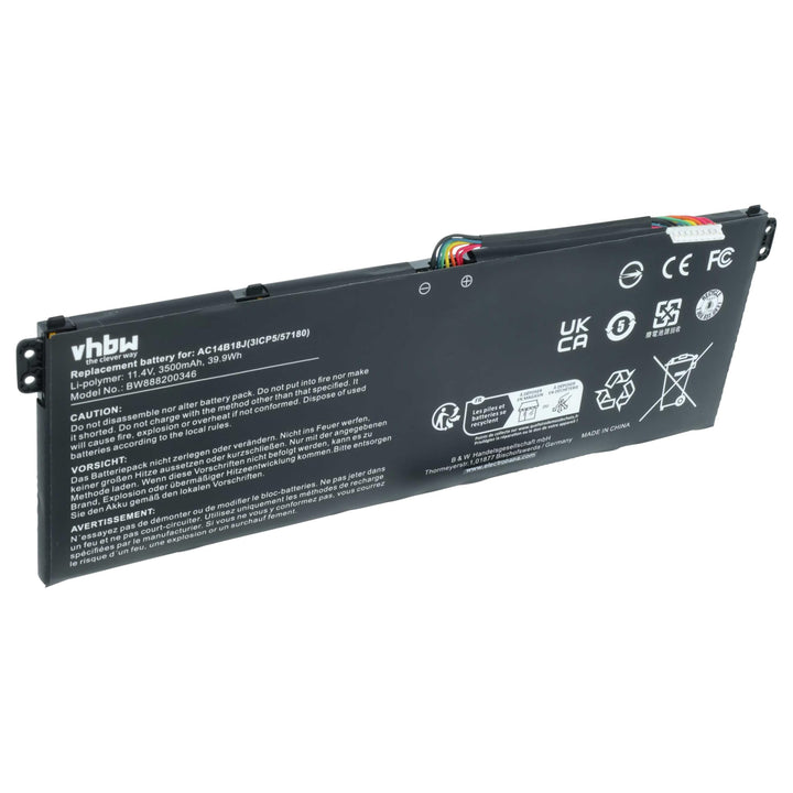 vhbw Akku kompatibel mit Acer Aspire ES1-523-26EF, ES1-523-2766, ES1-523-28GQ Notebook (3500mAh, 11,